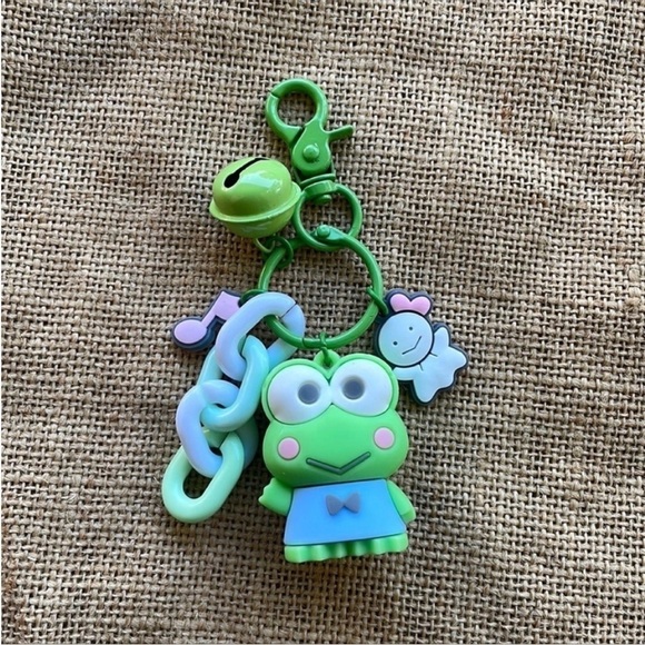 Hello kitty & Friend Keroppi Key Rink Key Fob Bell Charm 3 D  Sanrio New - Picture 2 of 6